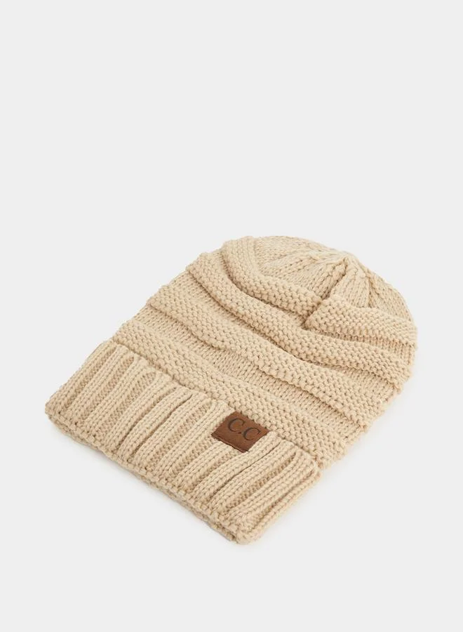 Styli Patch Detail Knit Beanie Hat